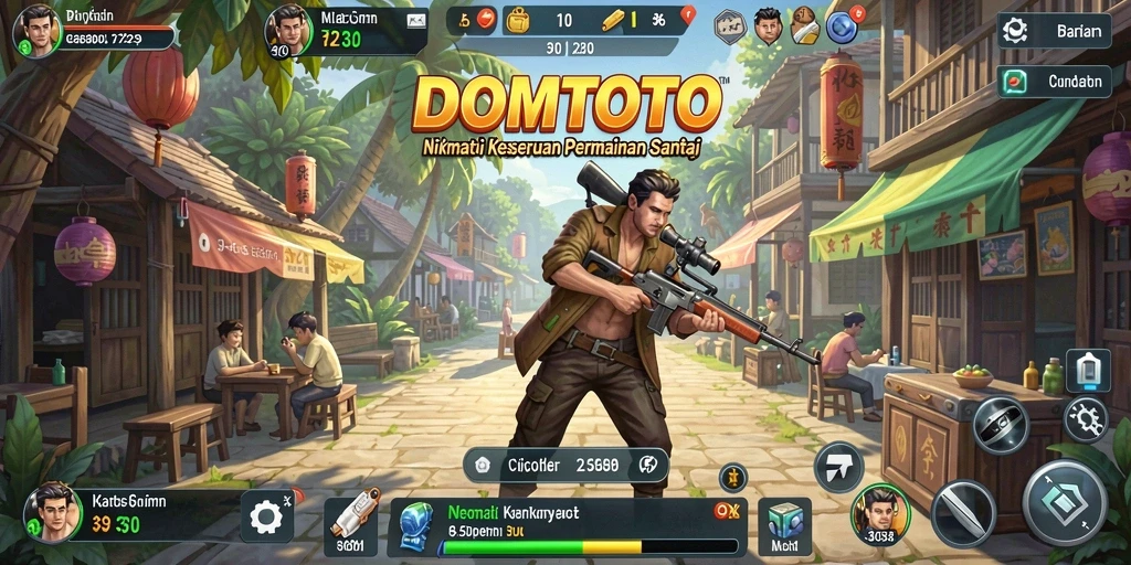 Tampilan gameplay <strong>DOMTOTO</strong> yang penuh warna dan menyenangkan.