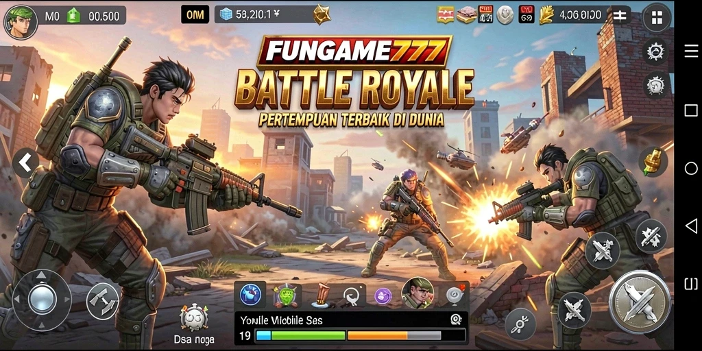 Screenshot gameplay FUNGAME777 menampilkan aksi pertempuran yang mendebarkan.