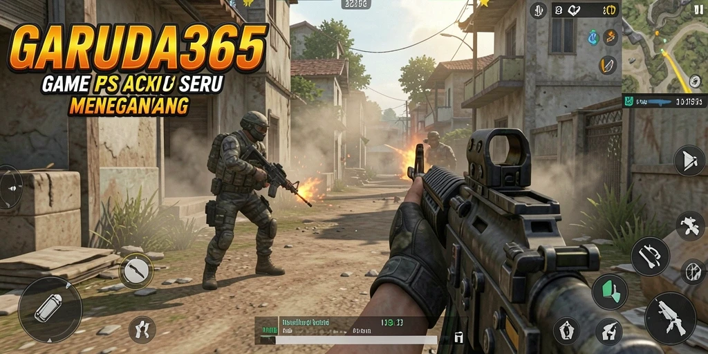 Tangkapan layar GARUDA365 menampilkan pertempuran FPS yang intens.