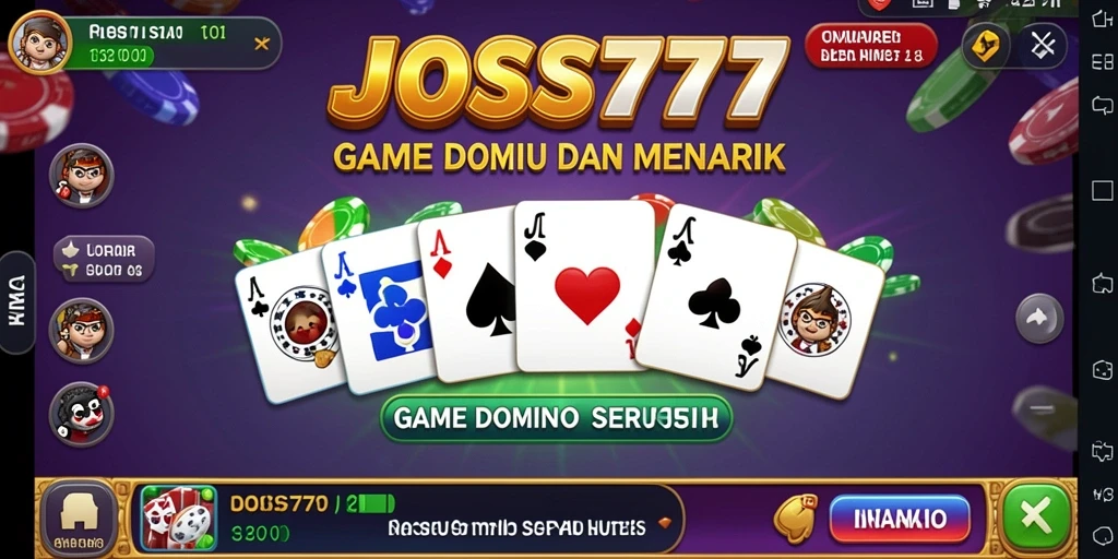 Tampilan gameplay seru dari JOSS777 dengan kartu Domino yang menarik.