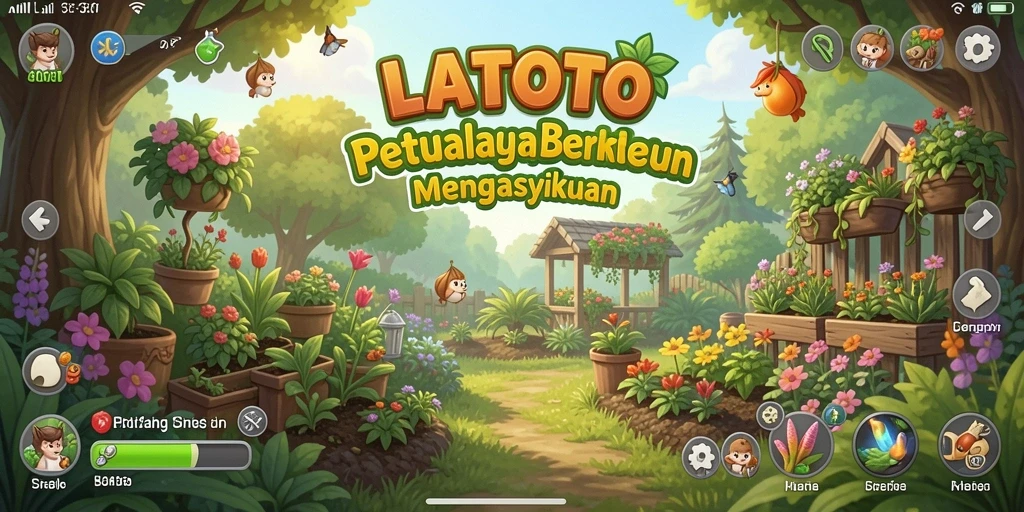 Tangkapan layar gameplay LATOTO menampilkan ladang yang subur dan tanaman yang berkembang.