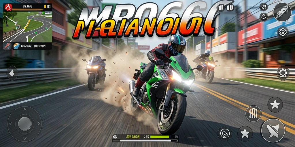 Gameplay seru dengan aksi balapan motor yang menegangkan.