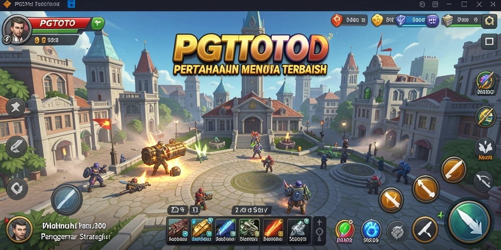 Tampilan gameplay PGTOTO dengan pertahanan menara yang strategis.