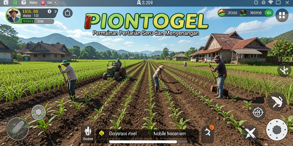 Tampilan gameplay PIONTOGEL yang menampilkan aktivitas bertani.