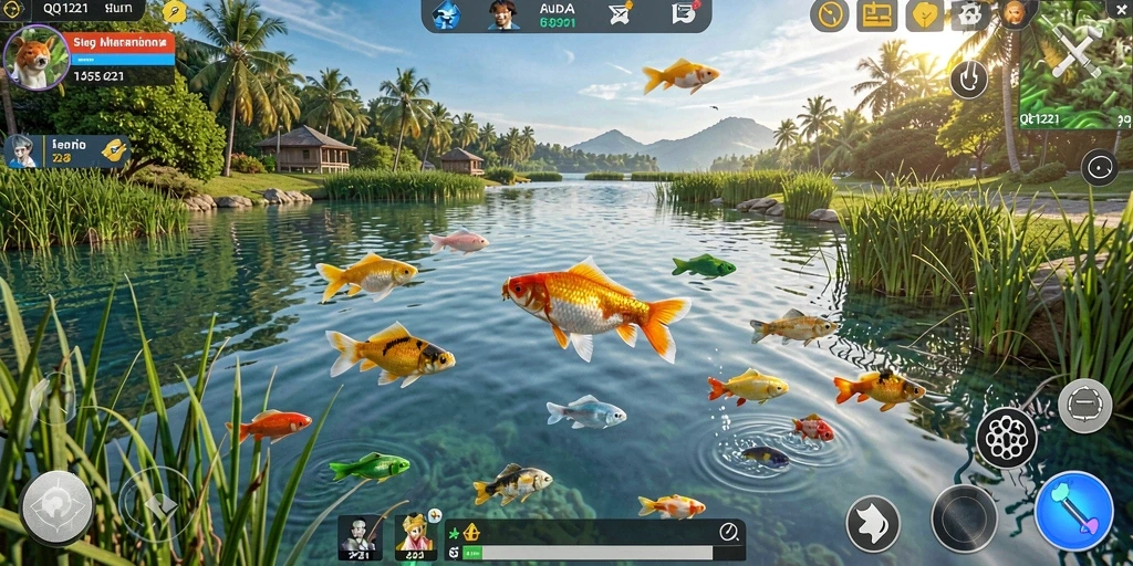 Tampilan menarik dari gameplay QQ1221 dengan aksi memancing yang seru.