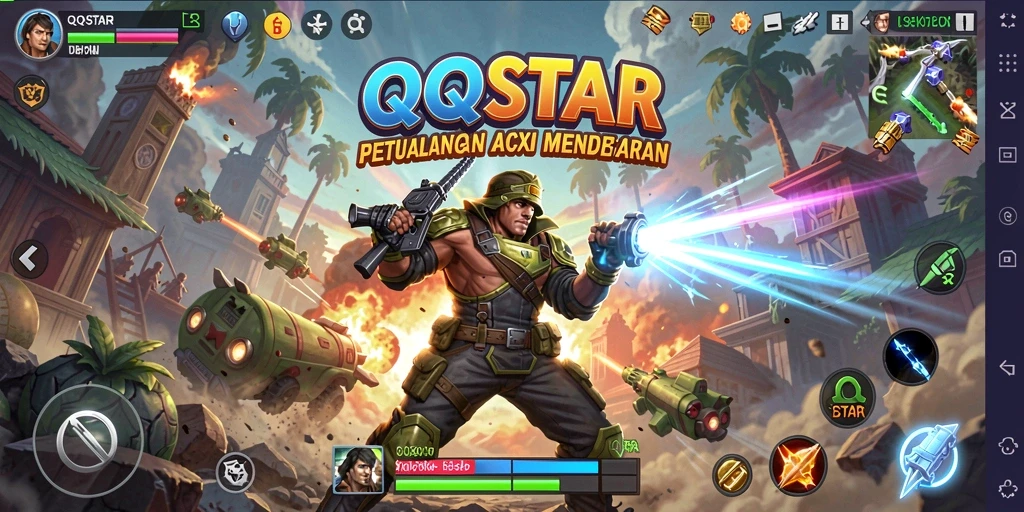 Tangkapan layar menunjukkan aksi intens di QQSTAR.