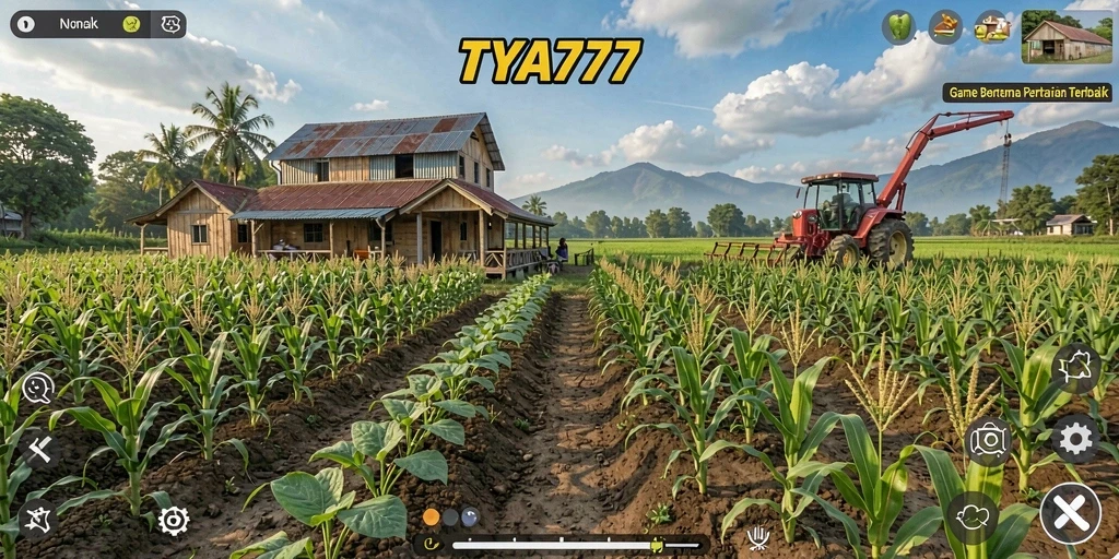 Tampilan gameplay TYA777 dengan aktivitas pertanian yang seru.
